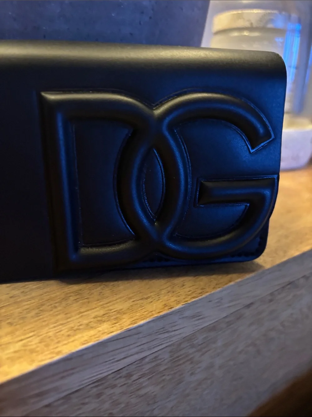 Dolce & Gabbana Embossed DG Black Leather Phone Case